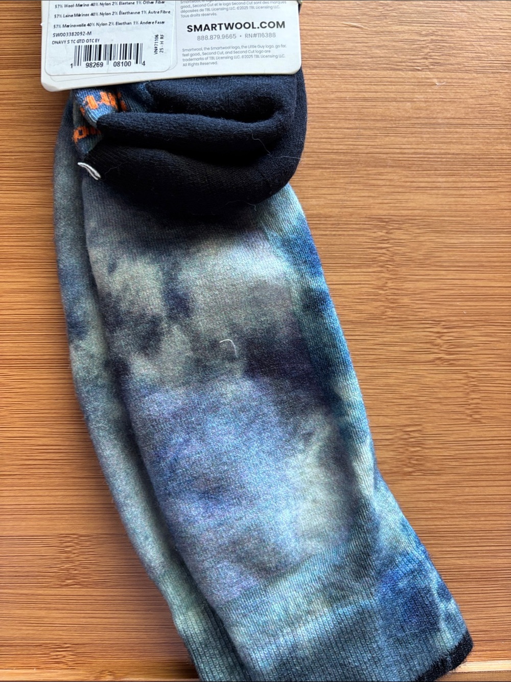 Smartwool women’s Ski Over the Cal Socks - Blue Tie Dye Targeted Cushion - Picture 6 of 6
